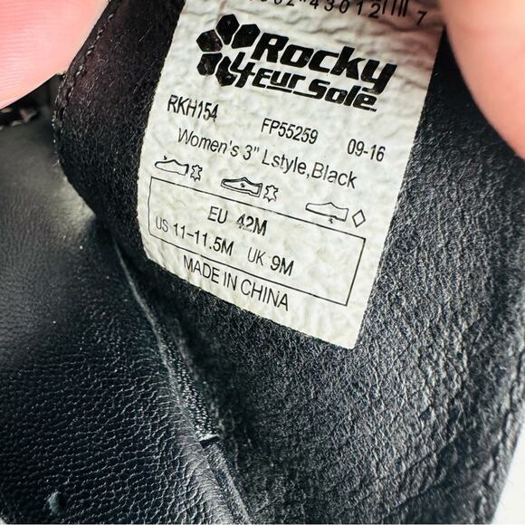 Rocky 4EurSole Sandals Black Leather Splendor Wedge Two Strap Slide Size 11.5 - Picture 10 of 13